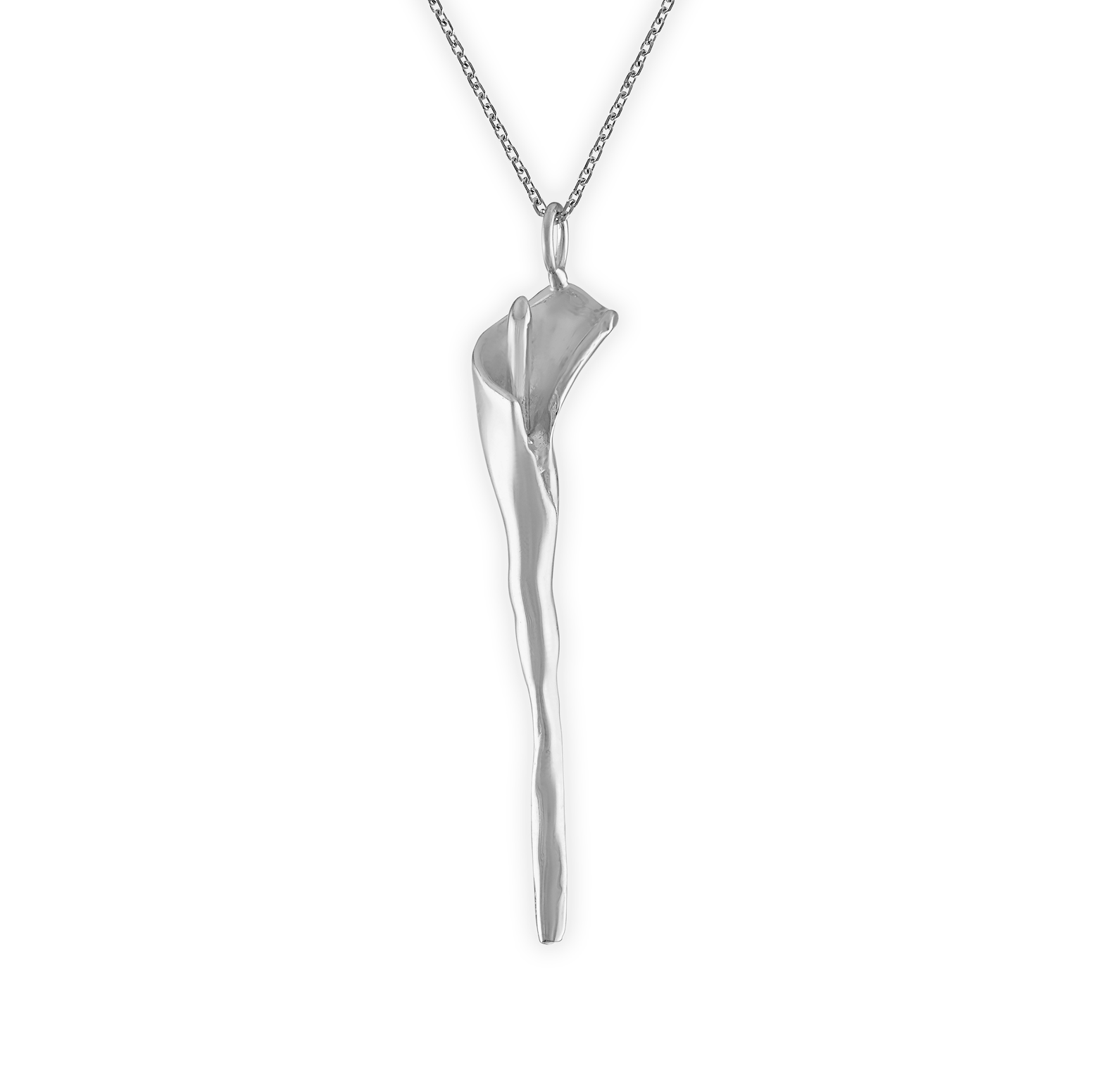 white gold calla lily necklace Calla Lily Pendant Large – lelasophiajewelry